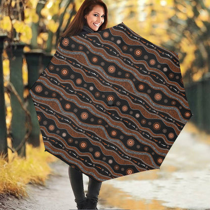 Australian Aboriginal Art Pattern Print Foldable Umbrella