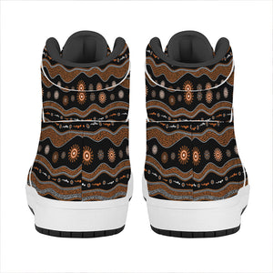 Australian Aboriginal Art Pattern Print High Top Leather Sneakers