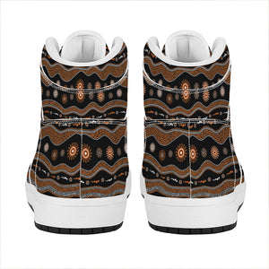 Australian Aboriginal Art Pattern Print High Top Leather Sneakers