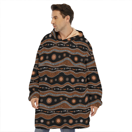 Australian Aboriginal Art Pattern Print Hoodie Blanket