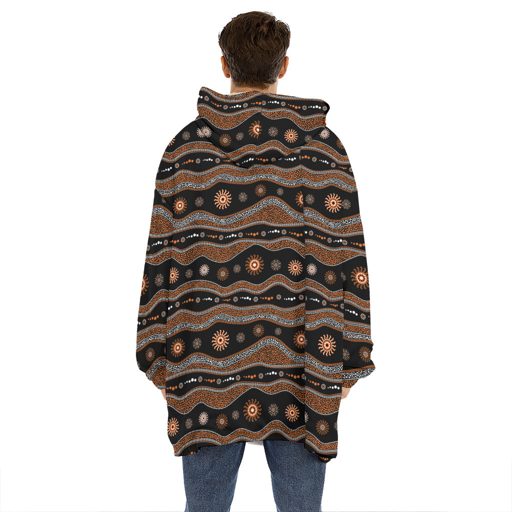 Australian Aboriginal Art Pattern Print Hoodie Blanket