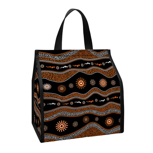 Australian Aboriginal Art Pattern Print Insulated Lunch Tote
