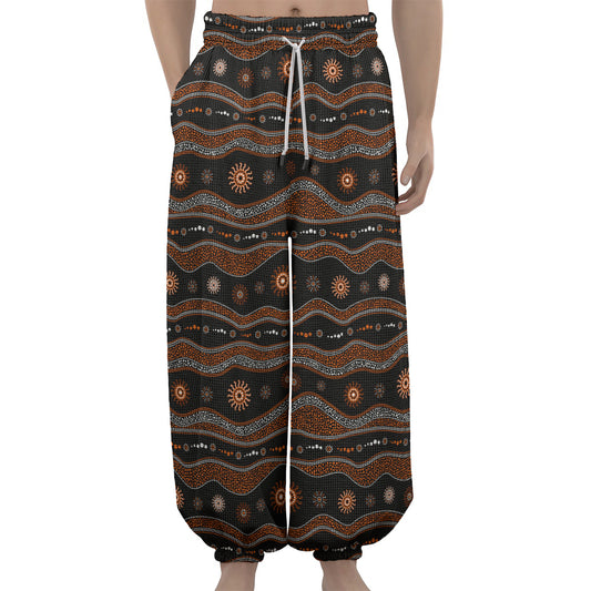Australian Aboriginal Art Pattern Print Lantern Pants
