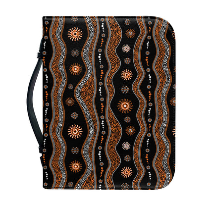 Australian Aboriginal Art Pattern Print Leather Bible Cover