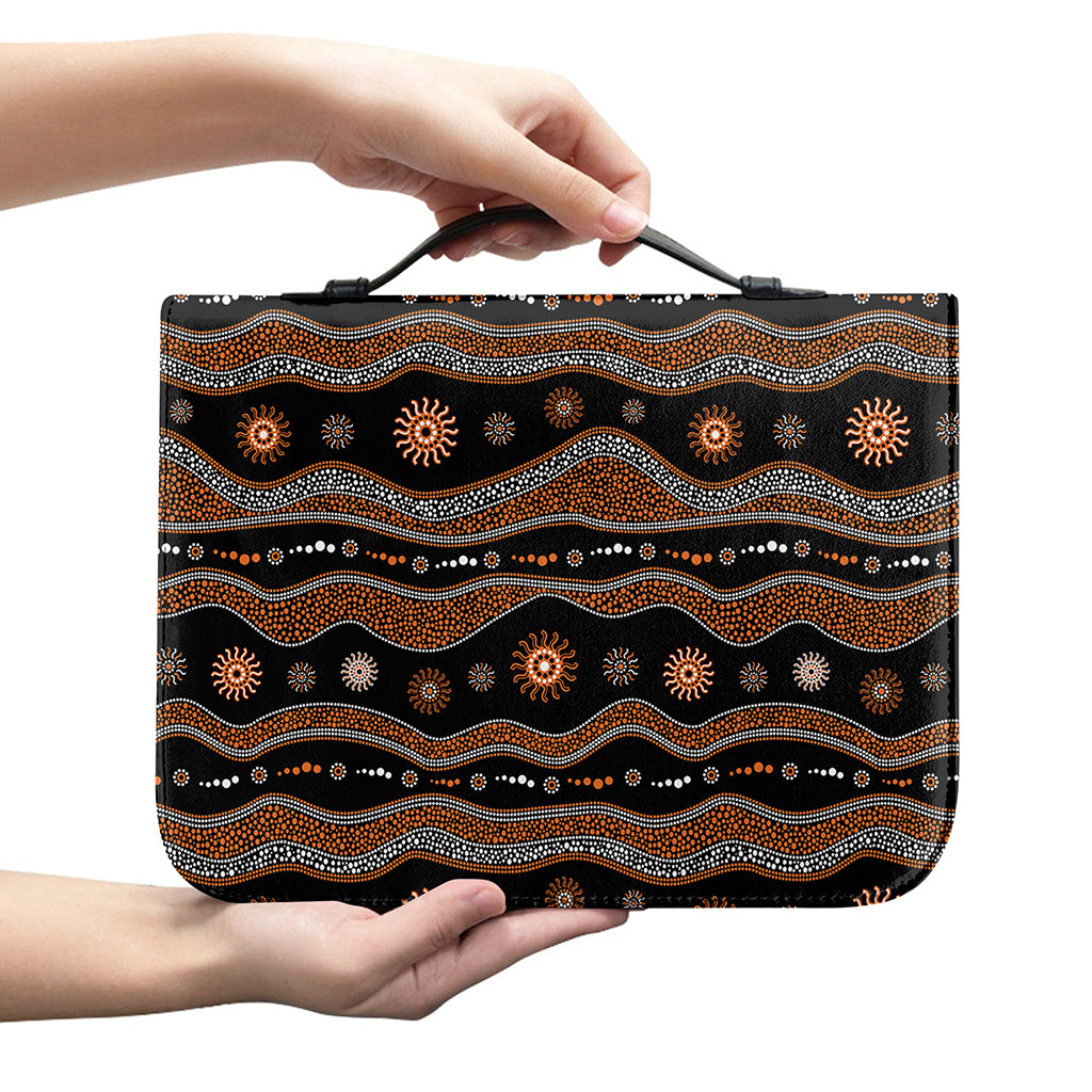 Australian Aboriginal Art Pattern Print Leather Bible Cover