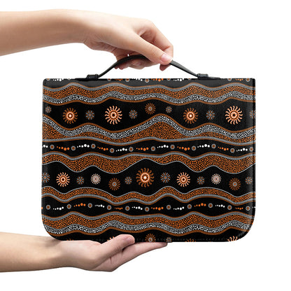 Australian Aboriginal Art Pattern Print Leather Bible Cover
