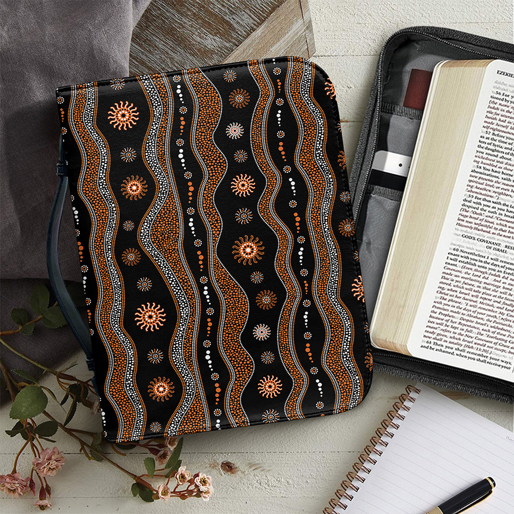 Australian Aboriginal Art Pattern Print Leather Bible Cover