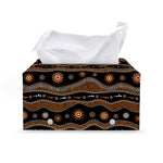 Australian Aboriginal Art Pattern Print Leather Tissue Box Cover
