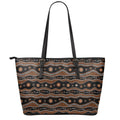 Australian Aboriginal Art Pattern Print Leather Tote Bag With Zipper