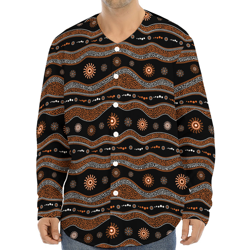 Australian Aboriginal Art Pattern Print Long Sleeve Baseball Jersey