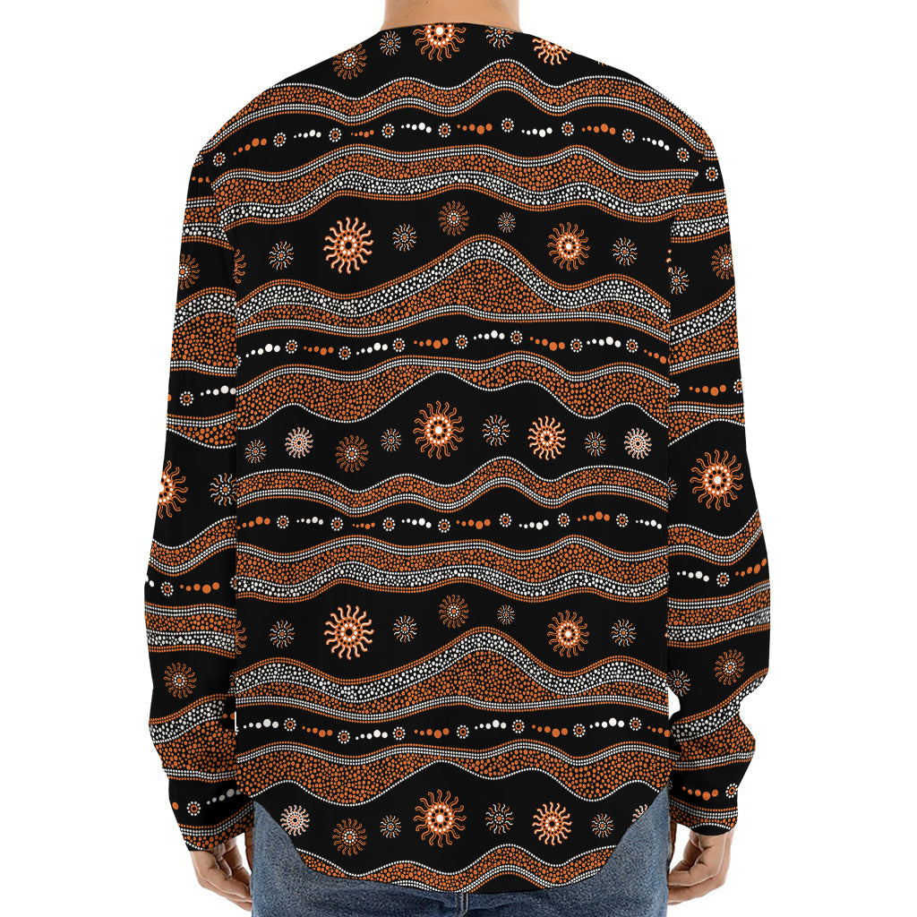 Australian Aboriginal Art Pattern Print Long Sleeve Baseball Jersey