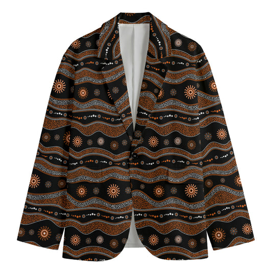 Australian Aboriginal Art Pattern Print Men's Blazer
