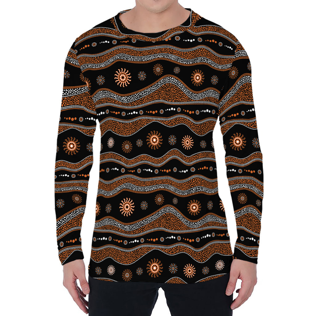 Australian Aboriginal Art Pattern Print Men's Long Sleeve T-Shirt