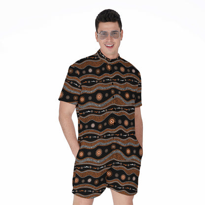 Australian Aboriginal Art Pattern Print Men's Rompers
