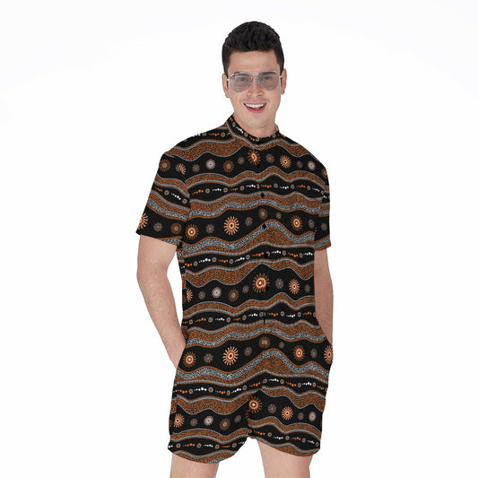 Australian Aboriginal Art Pattern Print Men's Rompers