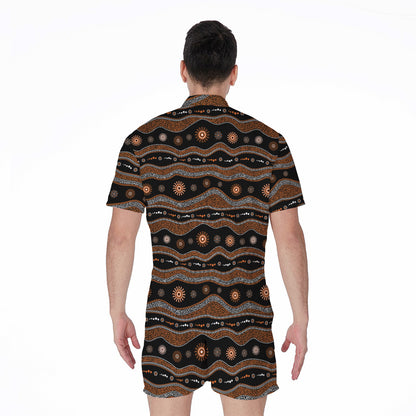 Australian Aboriginal Art Pattern Print Men's Rompers