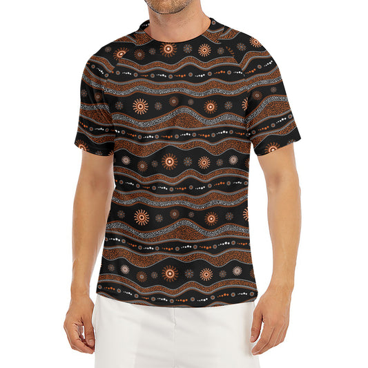 Australian Aboriginal Art Pattern Print Men's Short Sleeve Rash Guard