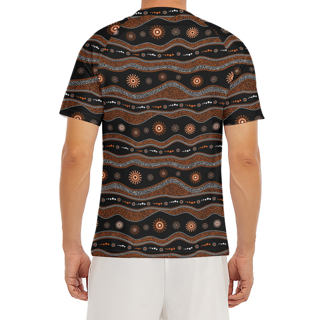 Australian Aboriginal Art Pattern Print Men's Short Sleeve Rash Guard