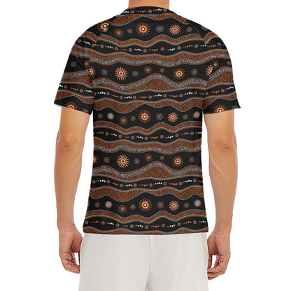 Australian Aboriginal Art Pattern Print Men's Short Sleeve Rash Guard