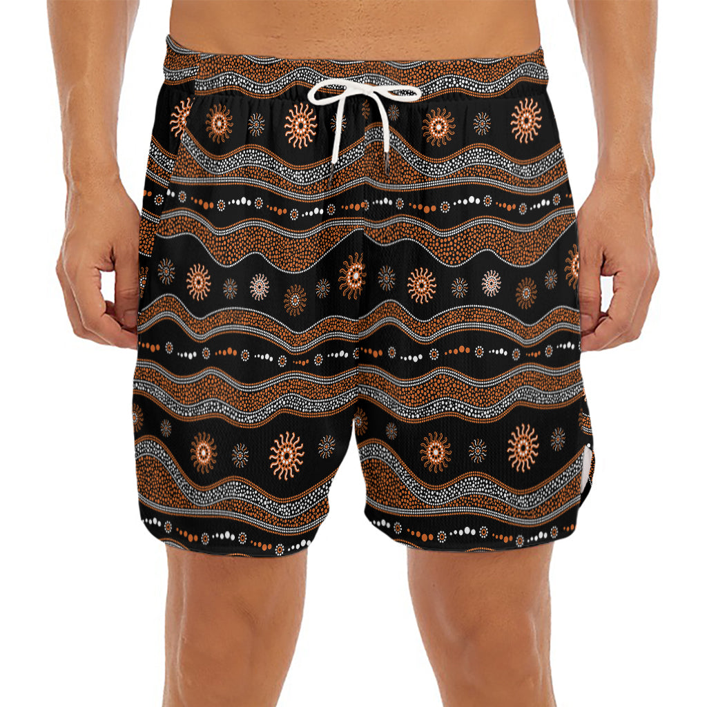 Australian Aboriginal Art Pattern Print Men's Split Running Shorts