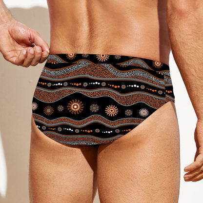 Australian Aboriginal Art Pattern Print Men's Swim Briefs