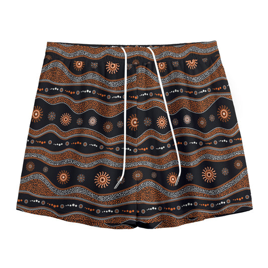 Australian Aboriginal Art Pattern Print Mesh Shorts