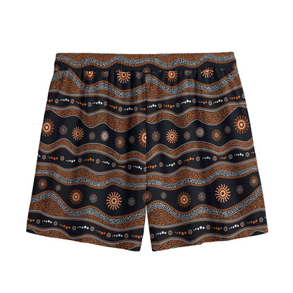 Australian Aboriginal Art Pattern Print Mesh Shorts