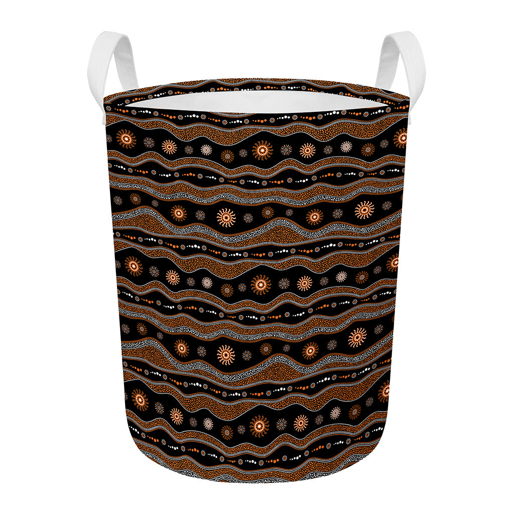 Australian Aboriginal Art Pattern Print Round Laundry Basket