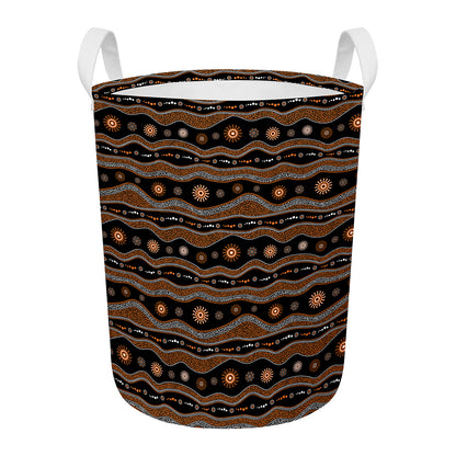 Australian Aboriginal Art Pattern Print Round Laundry Basket