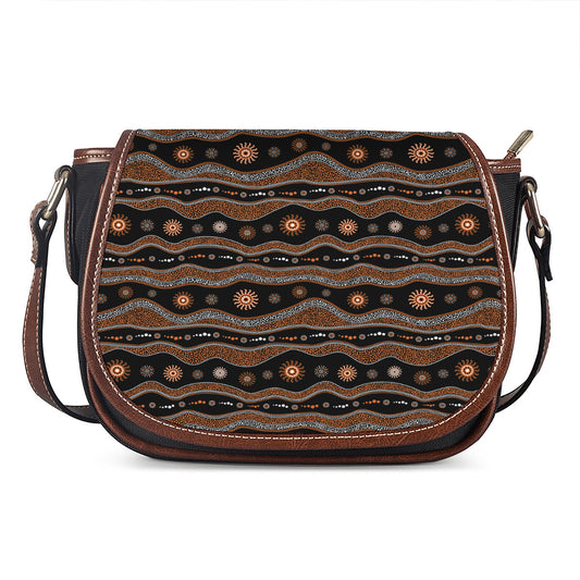 Australian Aboriginal Art Pattern Print Saddle Bag