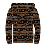 Australian Aboriginal Art Pattern Print Sherpa Lined Zip Up Hoodie