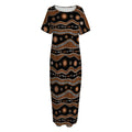 Australian Aboriginal Art Pattern Print Short Sleeve Long Nightdress