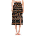 Australian Aboriginal Art Pattern Print Side Slit Midi Skirt