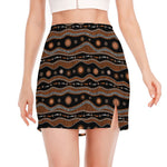 Australian Aboriginal Art Pattern Print Side Slit Mini Skirt