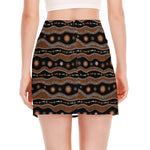 Australian Aboriginal Art Pattern Print Side Slit Mini Skirt