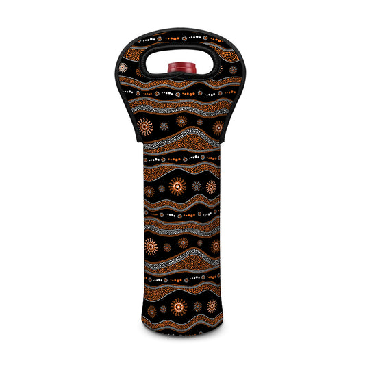 Australian Aboriginal Art Pattern Print Single Neoprene Wine Tote