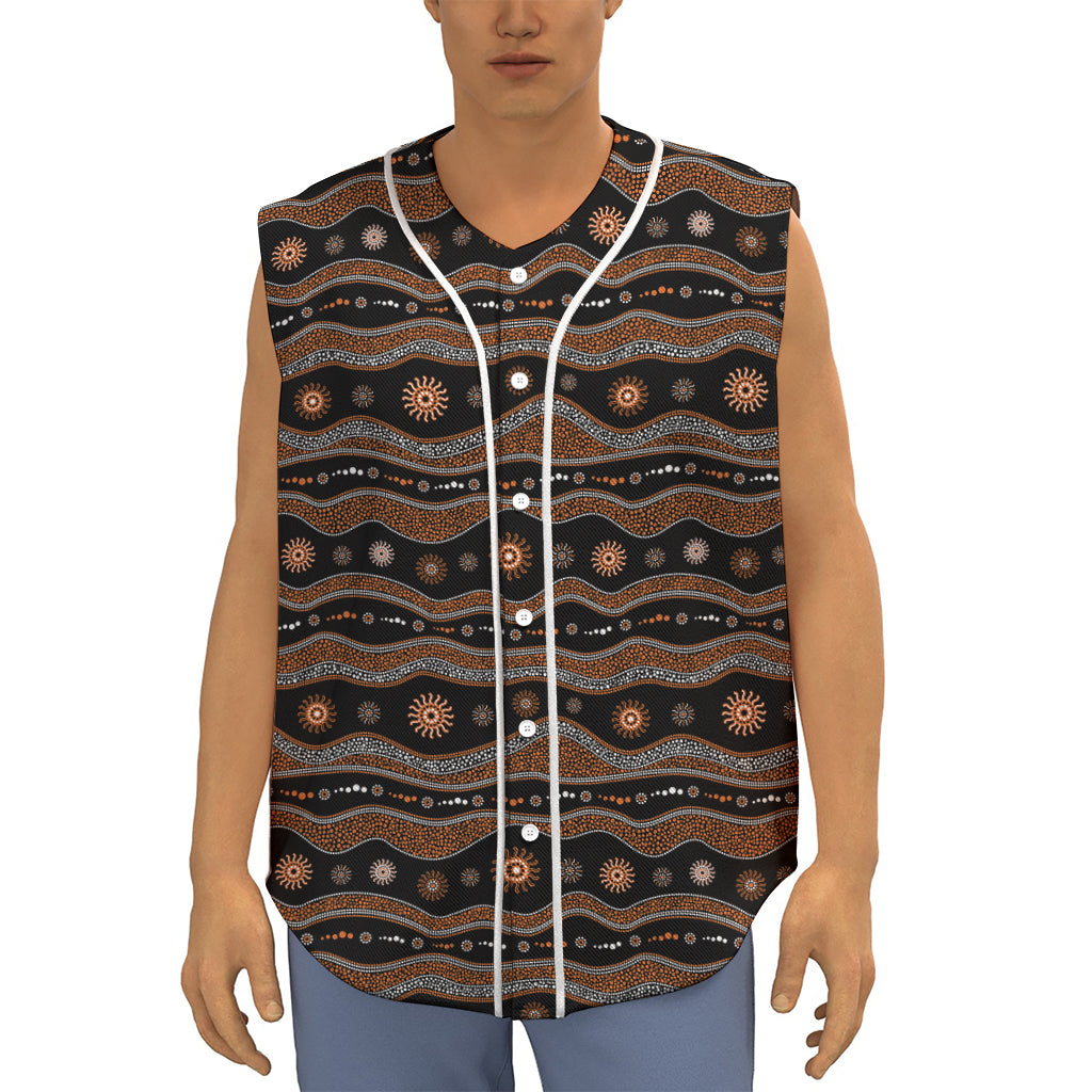 Australian Aboriginal Art Pattern Print Sleeveless Baseball Jersey