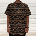 Australian Aboriginal Art Pattern Print Textured Short Sleeve Shirt
