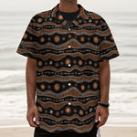 Australian Aboriginal Art Pattern Print Textured Short Sleeve Shirt