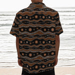 Australian Aboriginal Art Pattern Print Textured Short Sleeve Shirt
