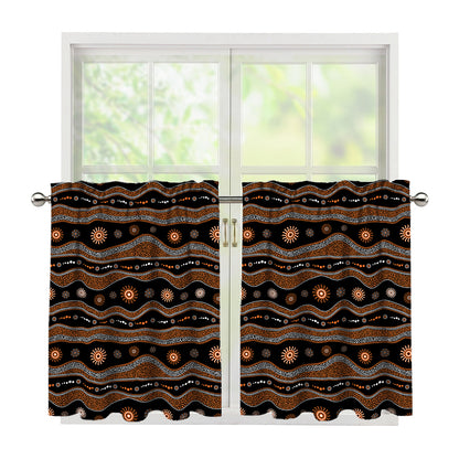 Australian Aboriginal Art Pattern Print Tier Curtains