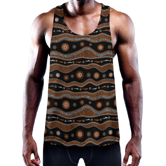 Australian Aboriginal Art Pattern Print Training Tank Top