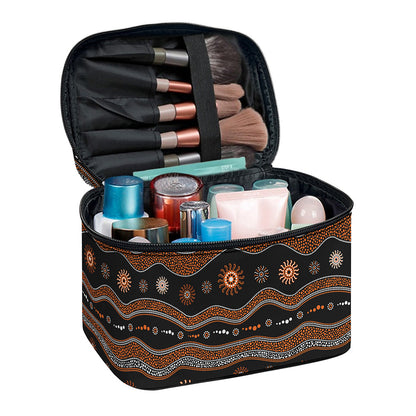 Australian Aboriginal Art Pattern Print Travel Makeup Bag