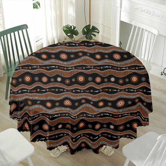 Australian Aboriginal Art Pattern Print Waterproof Round Tablecloth