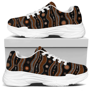 Australian Aboriginal Art Pattern Print White Chunky Shoes