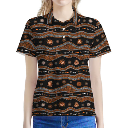 Australian Aboriginal Art Pattern Print Women's Polo Shirt