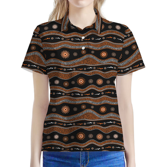 Australian Aboriginal Art Pattern Print Women's Polo Shirt