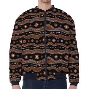 Australian Aboriginal Art Pattern Print Zip Sleeve Bomber Jacket