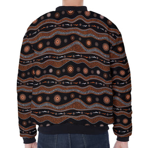 Australian Aboriginal Art Pattern Print Zip Sleeve Bomber Jacket