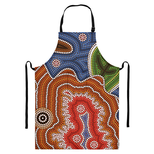 Australian Aboriginal Art Print Bib Apron With Pocket